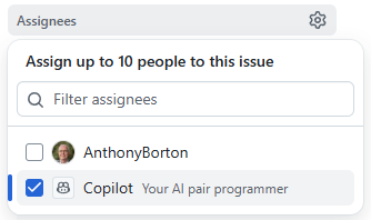 Assigning Copilot to an issue